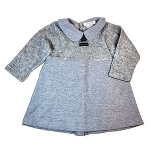 Grain de ble Gray Cotton Aline Dress Button Back Long Sleeve 18 Months